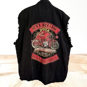 Bikers Club Shirt Vest Sz 5XL Mens Black Hills Rally 2012 Sleeveless Black Denim